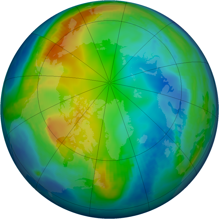 Arctic ozone map for 30 November 1998